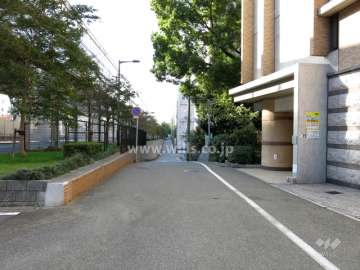 南側前面道路。敷地東側は石屋川、南側は国道43号線に面しています。