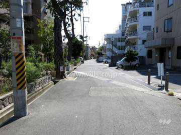 敷地西側の前面道路