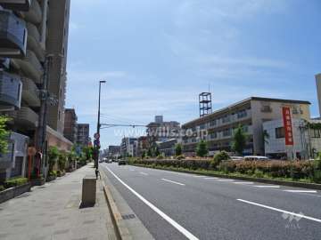 敷地北側の前面道路。国道2号線です。
