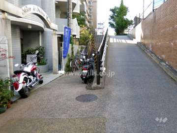 敷地北側の前面道路。前面道路を挟んで、国道43号線です。