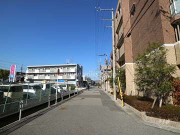 敷地西側の前面道路(南側から)