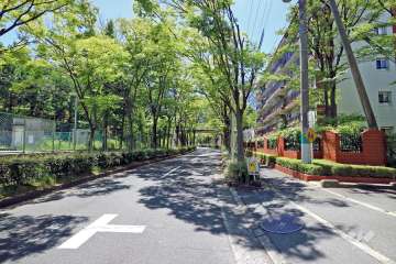 物件の南東側前面道路（北東側より）