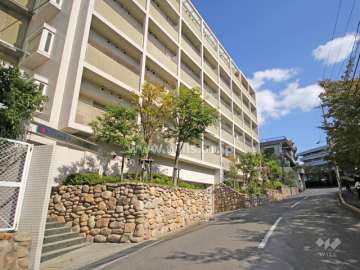 敷地南側の前面道路。道を挟んで向かい側は神戸大学のキャンパスです。