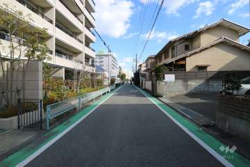 敷地南側の前面道路（西側から）