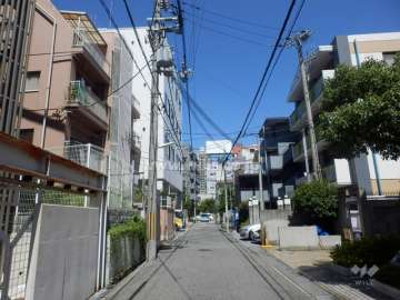 敷地南側の前面道路（西側から）