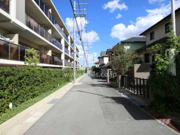 南東側の前面道路（南西側から）