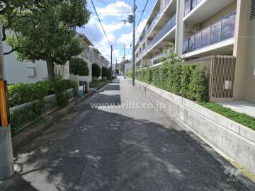 敷地南東側の前面道路（北東側から）