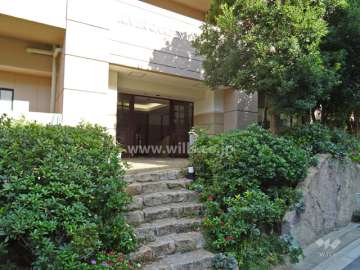 植栽に囲まれたエントランス