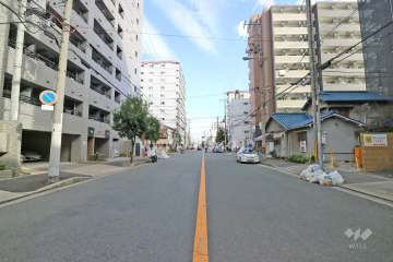 敷地南側の前面道路（西側から）