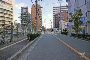 敷地南側の前面道路（西側から）
