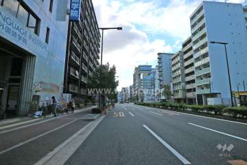 敷地北西側の前面道路（北東側から）