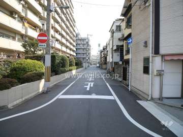 敷地南側の前面道路（西側から）