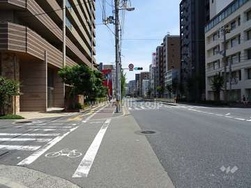 敷地の南側前面道路（西側から）