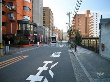 敷地西側の前面道路（北側から）