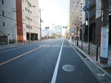 敷地東側の前面道路（北側から）
