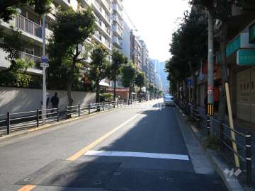 敷地南側の前面道路（西側から）
