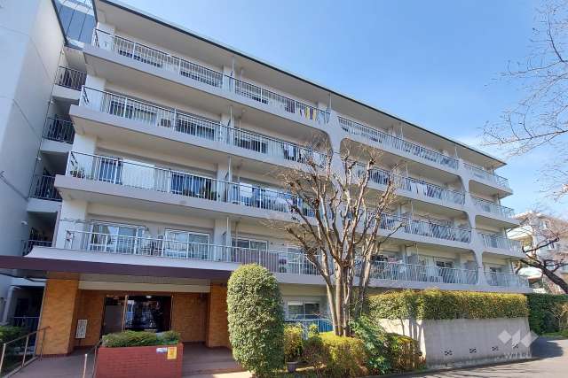 マンションの外観、公園