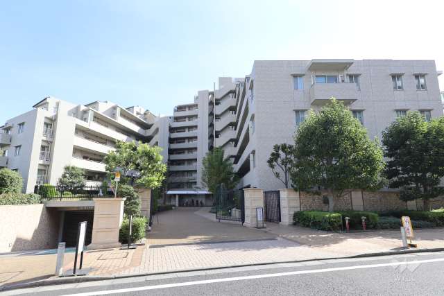 マンションの外観、公園