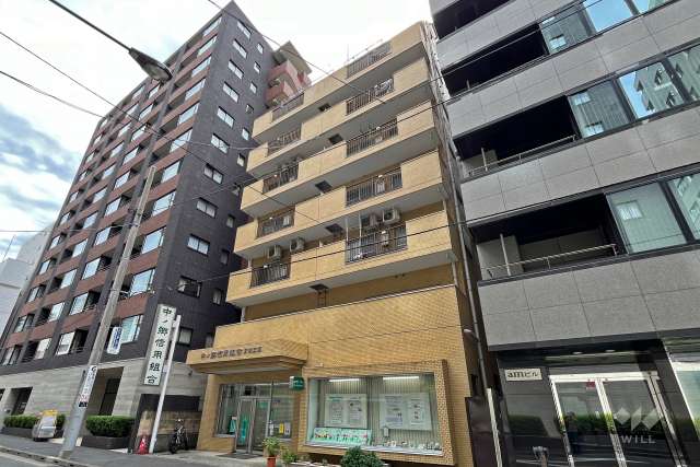 ライオンズマンション新富町の外観（北西側から）