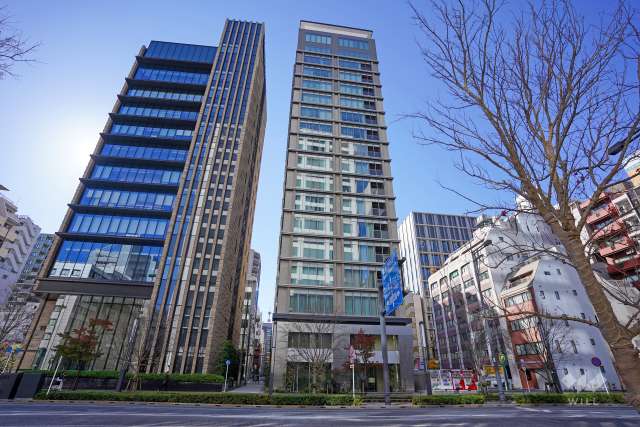 プラウド新虎通りの外観（北側から）