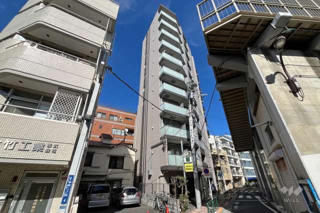 クラスタ台東根岸の外観（南西側から）