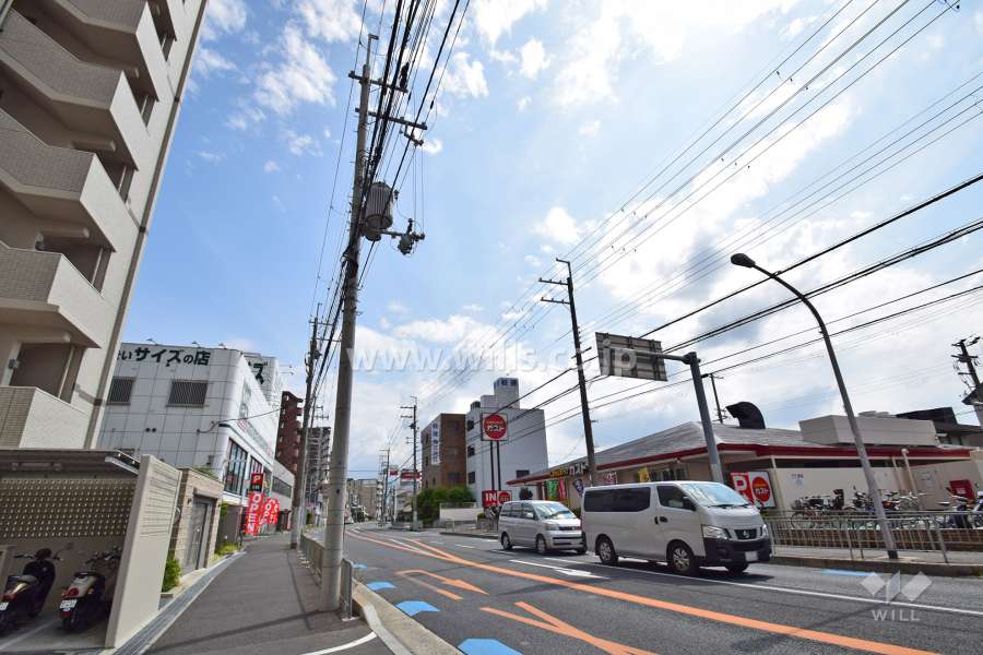 敷地西側の前面道路（北側から）