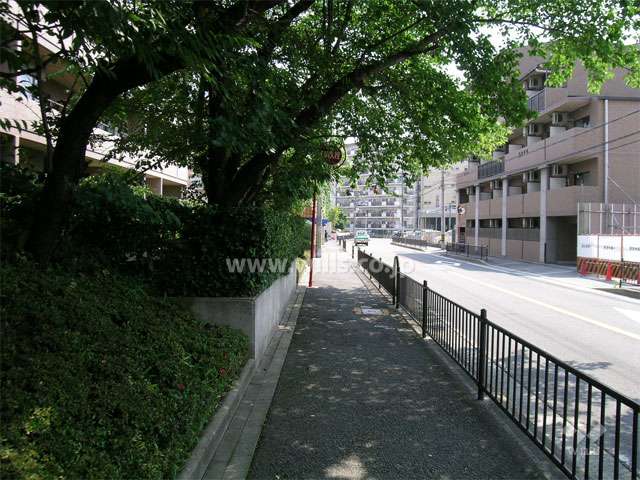 二車線のバス通りに面しています