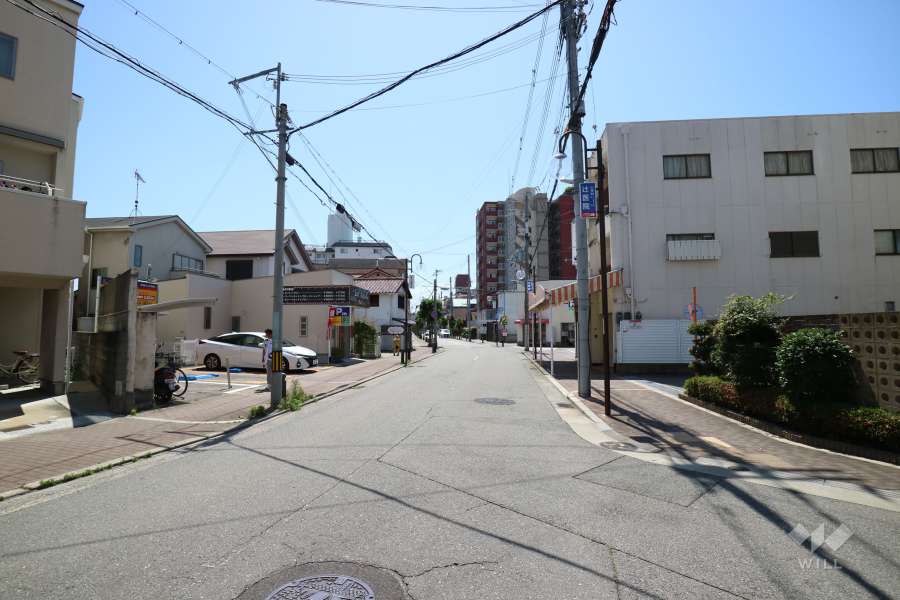 敷地北東側の前面道路（北西側から）