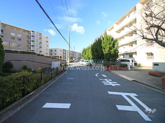 敷地東側の前面道路（南側から）