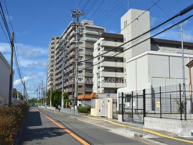 前面道路とマンション建物一部