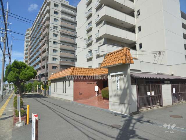 前面道路とマンション建物一部