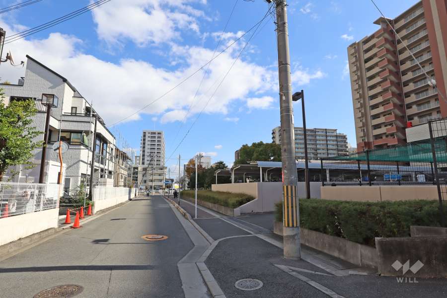 敷地北側の前面道路（西側から）