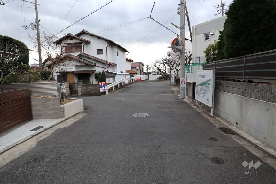 敷地の北東側前面道路（北東側から）
