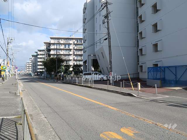 前面道路とマンション建物一部