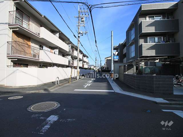 敷地南側の前面道路（西側から）