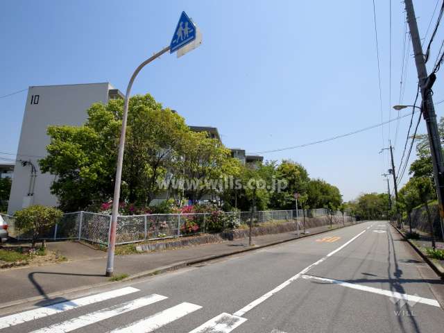 敷地の南西側は二車線の通りに面しています。