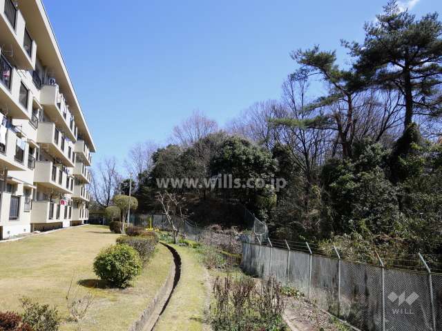 A18棟の敷地南側には山林が広がっています。