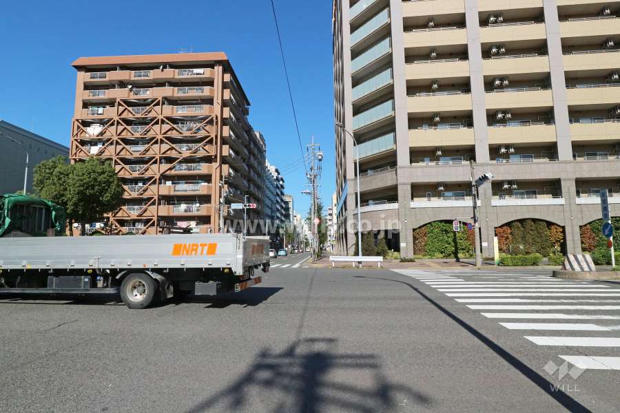 敷地東側の前面道路（南側から）