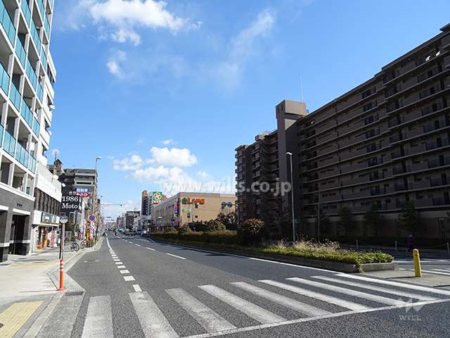 敷地南側の前面道路。国道2号線です。