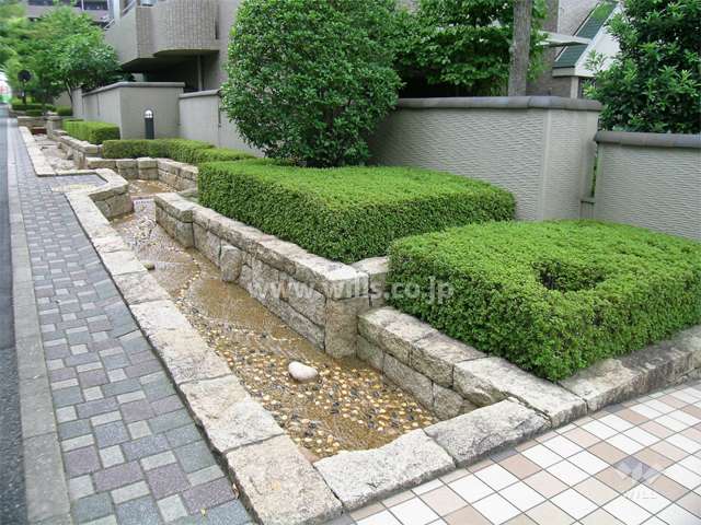 敷地の横を流れる小川