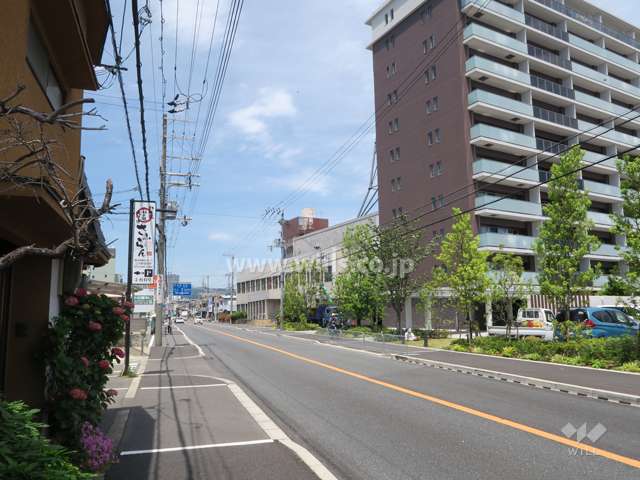 前面道路とマンション建物一部