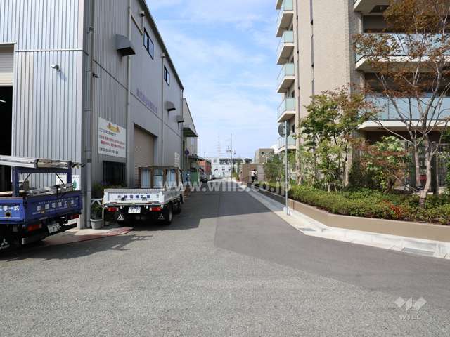 敷地西側の前面道路