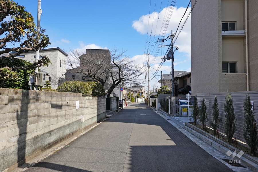 敷地北側の前面道路（西側から）
