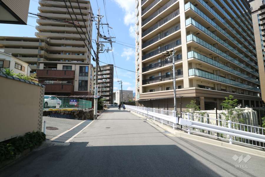 敷地西側の前面道路(南側から)