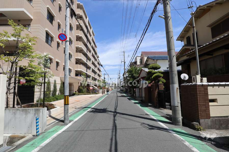 敷地東側の前面道路(県道336号東富松御願塚線)