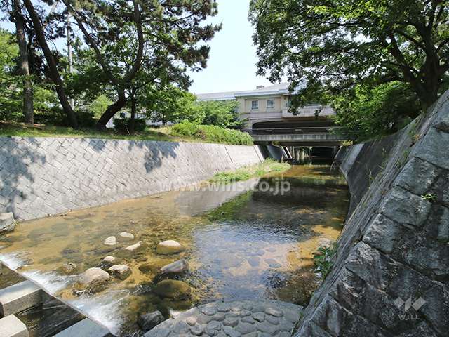敷地東側を夙川が流れています。