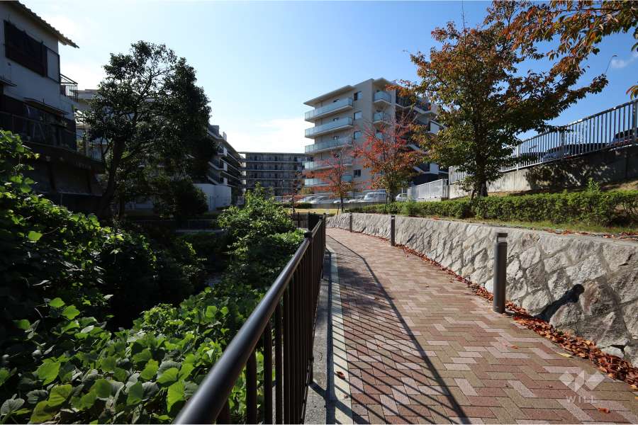 石澄川沿いの遊歩道