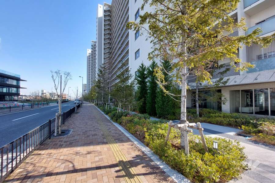 敷地北西側には植栽のきれいなランニングコースがあります。