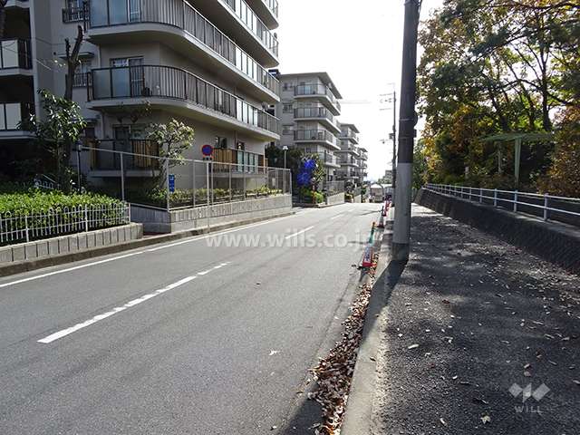 西側前面道路とマンション建物一部