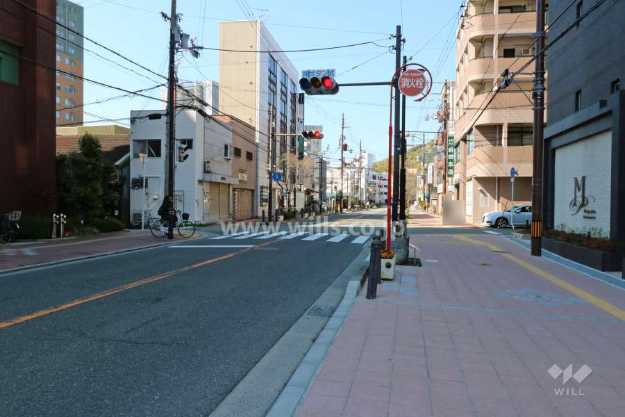 敷地西側の前面道路